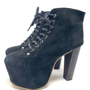 Jeffrey Cambell Lita Platform Boots Suede Blackwashed - 8